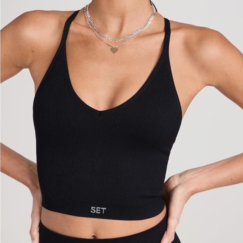 SET ACTIVE SCULPTFLEX RIBBED V BRA - ONYX